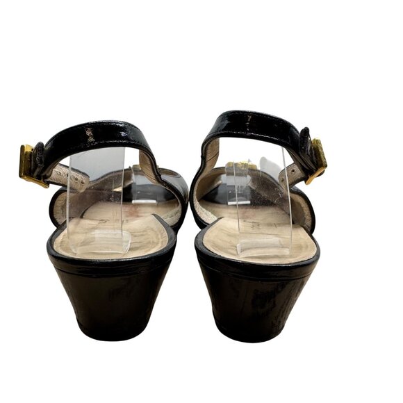 Salvatore Ferragamo Black Patent leather peep toe slingback heels Women's sz 7B - Picture 5 of 12